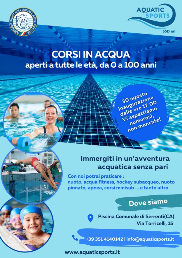 Venerdì 30 Agosto l’inaugurazione della nostra piscina